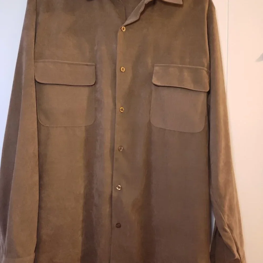 Carlucci Faux Suede Button Down - Picture 3 of 5